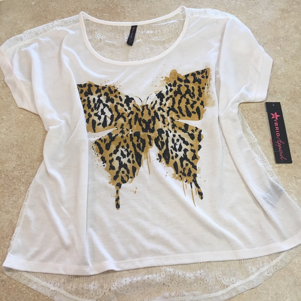 NWT! White Lace Butterfly Shirt
